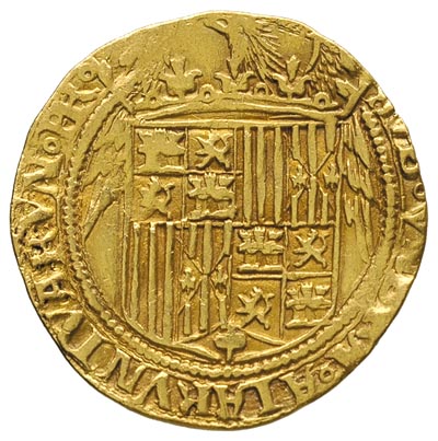 Ferdynand II i Izabela 1497-1566, podwójny excelente 1504-1506, Sewilla, złoto 6.88 g, Cayon 2923, lekko gięty