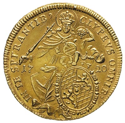 Maksymilian II Emanuel 1679-1726, maksymilian d’or 1720, Monachium, złoto 6.55 g, Fr. 226, Hahn 206, ładnie zachowany