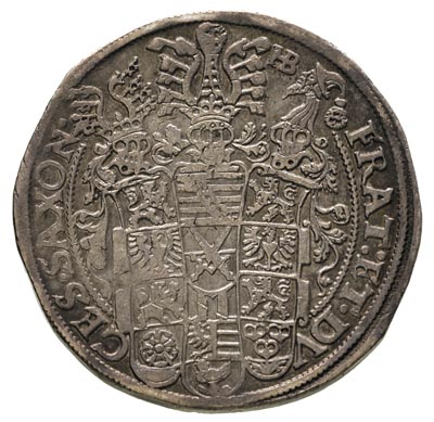 Krystian II, Jan Jerzy I i August 1591-1611, talar 1599, Drezno, 29.11 g, Keilitz 186, Dav.9820, patyna
