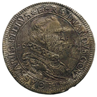 Ferdynand Gonzaga 1612-1626, talar 1619, Guastella, 27.17 g, Dav. 3911, CNI 41, lekka korozja, niezwykła rzadkość, ciemna patyna