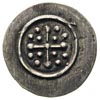 denar XII w., Aw: Krzyż perełkowy, w polu N-N-N-N, między nimi promieniste linie perełkowe, Rw: Kr..