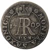 1/24 talara 1709, Drezno, Merseb. 1621, rzadszy typ monety z monogramem, patyna