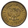1 złoty 1957, na rewersie wklęsły napis PRÓBA, mosiądz, 6.72 g, Parchimowicz P-216.b, nakład 100 s..