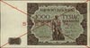 1.000 złotych 15.07.1947, SPECIMEN, seria A 1234567, Miłczak 133a, banknot bez zagięć, ale pofalow..