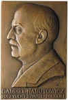 Gabriel Narutowicz - plakieta autorstwa J. Aumillera 1926 r.; Popiersie w lewo i napis u dołu w dw..