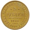 5 rubli 1852 АГ, Petersburg, złoto 6.51 g, Bitkin 35, pięknie zachowane, patyna