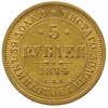 5 rubli 1874 HI, Petersburg, złoto 6.56 g, Bitkin 22, minimalne rysy, ale pięknie zachowany egzemp..