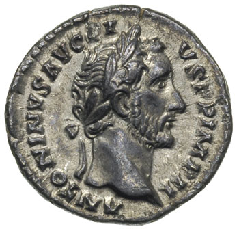 Antoninus Pius 138-161, denar 155-156, Rzym, Aw: Popiersie cesarza w prawo, Rw: Pax stojąca na wprost, trzymająca gałązkę i róg obfitości, RIC 252