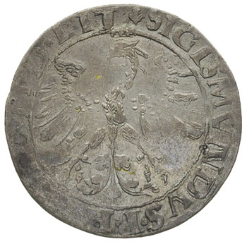 grosz 1535, Wilno, odmiana z literą N pod Pogonią, końcówka napisu LIT / LI, Ivanauskas 2S29-8, T. 7, nieznaczna wada mennicza