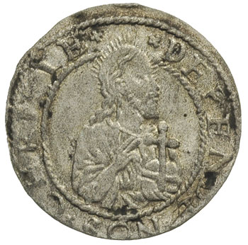 szeląg oblężniczy 1577, Gdańsk, moneta wybita w czasie gdy zarządcą mennicy był K. Goebl, T. 3, rzadki i jak na ten typ monety bardzo ładny egzemplarz