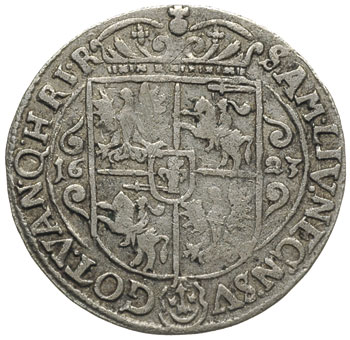 ort 1623, Bydgoszcz, odmiana z napisem PRV : M +, szersza głowa króla a w koronie na rewersie krzyżyki