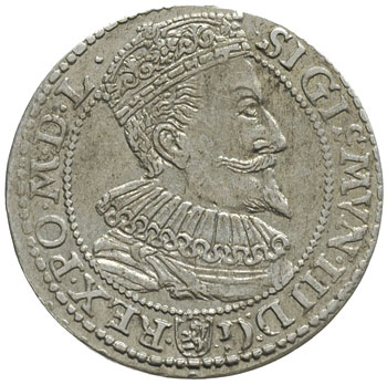 szóstak 1596, Malbork, obwódka wewnętrzna dotyka górnej krawędzi korony, odmiana napisowa SEv