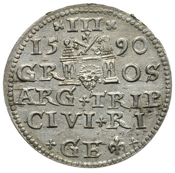trojak 1590, Ryga, awers Iger R.90.1.c, rewers I