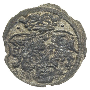 denar 1620, Kraków, Aw: Monogram i data 2 - 0, Rw: Tarcze herbowe, T. 50?, moneta ogromnej rzadkości, patyna