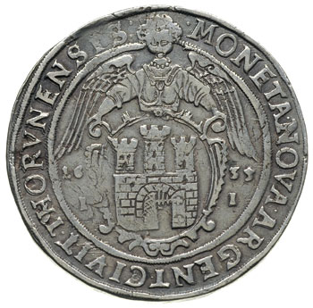 talar 1635, Toruń, srebro 28.42 g, Dav. 4374, T. 8, patyna