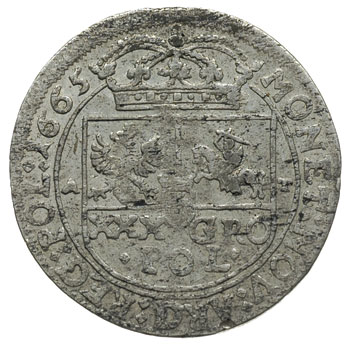tymf 1665, Bydgoszcz, wąska korona na awersie i płaska na rewersie, ładny egzemplarz