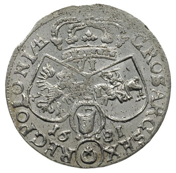 szóstak 1681, Kraków, popiersie króla w zbroi i 