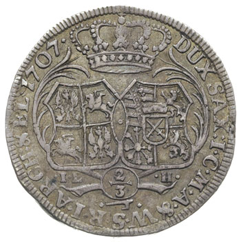 2/3 talara (coselgulden) 1707, Drezno, Merseb. 1451, Dav. 821, patyna