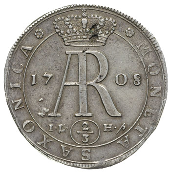 2/3 talara (gulden) 1708, Drezno, z popiersiem k