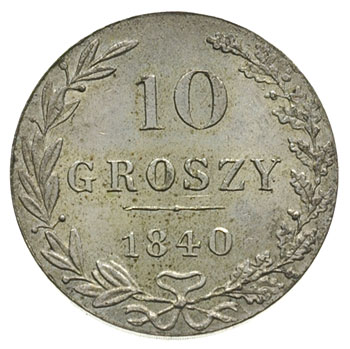 10 groszy 1840, Warszawa, odmiana bez kropek, Plage 106, Bitkin 1182, piękne