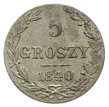 5 groszy 1840, Warszawa, odmiana bez kropek, Plage 141, Bitkin 1192, piękne