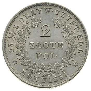 2 złote 1831, Warszawa, Plage 273, piękny egzemp