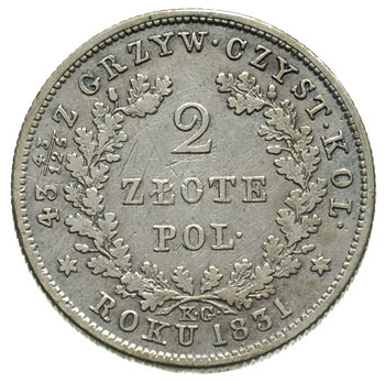 2 złote 1831, Warszawa, Plage 273, porysowane tło
