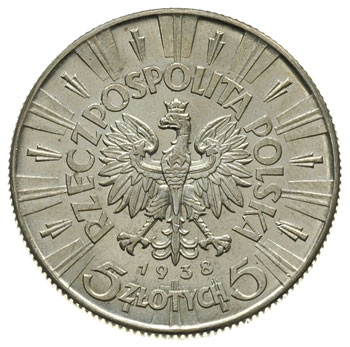5 złotych 1938, Warszawa, Józef Piłsudski, Parchimowicz 118.d, rzadszy rocznik