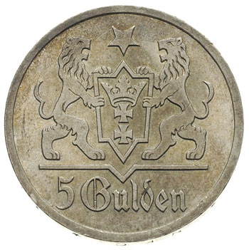 5 guldenów 1927, Berlin, Kościół Marii Panny, Parchimowicz 65.b, rzadszy rocznik, pięknie zachowany egzemplarz, delikatna patyna