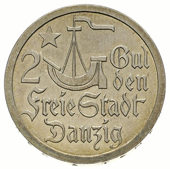 2 guldeny 1923, Utrecht, Koga, Parchimowicz 63.b, moneta wybita stemplem lustrzanym, rzadka i ładnie zachowana, delikatna patyna