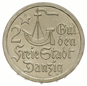 2 guldeny 1923, Utrecht, Koga, Parchimowicz 63.b, moneta wybita stemplem lustrzanym, rzadka pięknie zachowana