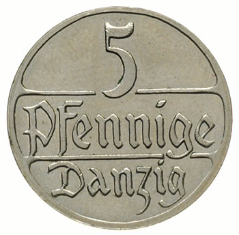 5 fenigów 1923, Berlin, Parchimowicz 55.c, moneta wybita stemplem lustrzanym, wyśmienity egzemplarz