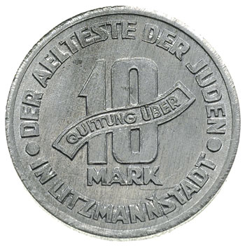 10 marek 1943, Łódź, aluminium, cienki krążek, Parchimowicz 15.a, wyśmienity stan zachowania