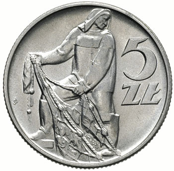 5 złotych 1958, Warszawa, odmiana z wąską cyfrą 
