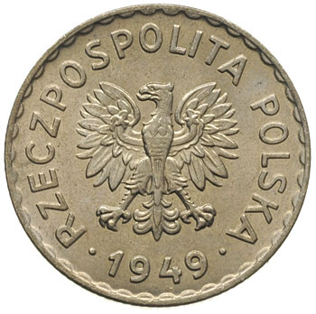 1 złoty 1949, Krzemnica, miedzionikiel, Parchimowicz 212.a, bardzo ładne