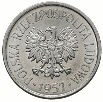 20 groszy 1957, Warszawa, odmiana z mniejszymi c