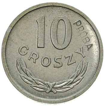 10 groszy 1949, na rewersie wklęsły napis PRÓBA, aluminium 0.69 g, Parchimowicz -, nakład nieznany, rzadkie
