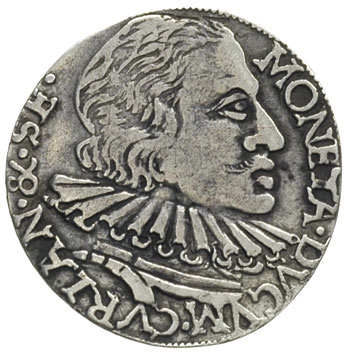Wilhelm Kettler 1596-1626, trojak 1599, Mitawa, Iger KuW.99.4.a (R3), Gerbaszewski12.18.11.5, rzadki, patyna