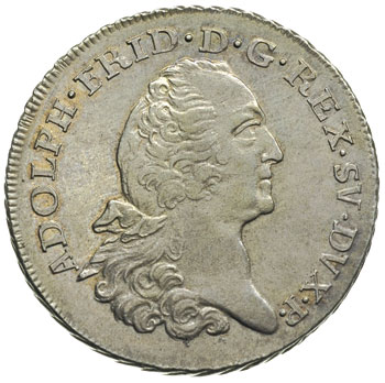 Adolf Fryderyk 1751-1771, 2/3 talara (gulden) 1763, Szczecin, Ahlström 240.a, Dav.772, piękny stan zachowania, patyna