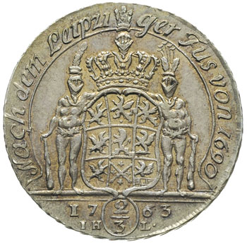 Adolf Fryderyk 1751-1771, 2/3 talara (gulden) 1763, Szczecin, Ahlström 240.a, Dav.772, piękny stan zachowania, patyna
