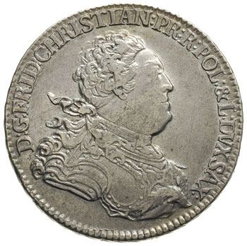 Fryderyk Krystian 1763, 2/3 talara (gulden) 1763, Drezno, Merseb. 1889, patyna