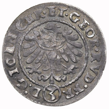 zestaw monet 3 krajcary 1607, Złoty Stok i 3 krajcary 1612, Oleśnica (moneta Karola II księcia Ziębicko- Oleśnickiego) FuS 1418 i FuS 2173, łącznie 2 sztuki