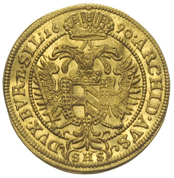 dukat 1690, Wrocław, Aw: Popiersie cesarza w pra