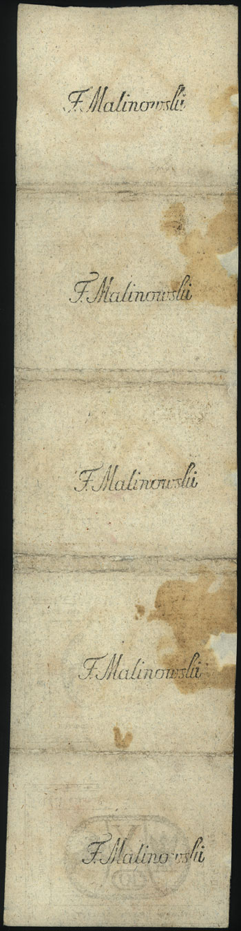 5 x 10 groszy 13.08.1794, pięć banknotów nierozc