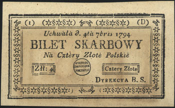 4 złote polskie 4.09.1794, seria 1-D, Miłczak A1