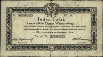 1 talar 1.12.1810, podpis komisarza: Antoni Koch