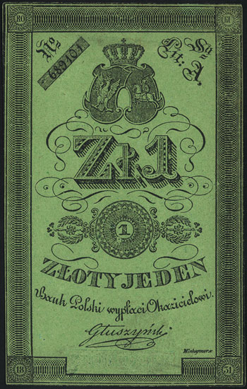 1 złoty 1831, podpis: Głuszyński, Miłczak A22a, Lucow 133 (R4), ładny i rzadki w tym stanie zachowania