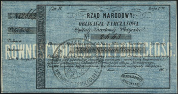 obligacja tymczasowa na 500 złotych 186..., ze stemplami i numeracją, Moczydłowski S5, Lucow 211 (R3)