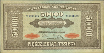 50.000 marek polskich 10.10.1922, seria X, Miłczak 33, Lucow 425 (R3), piękne