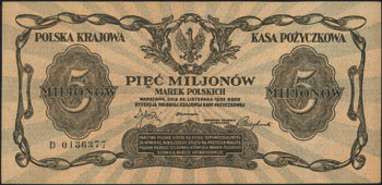 5.000.000 marek polskich 20.11.1923, seria D, Miłczak 38, Lucow 456 (R5), po fachowej konserwacji